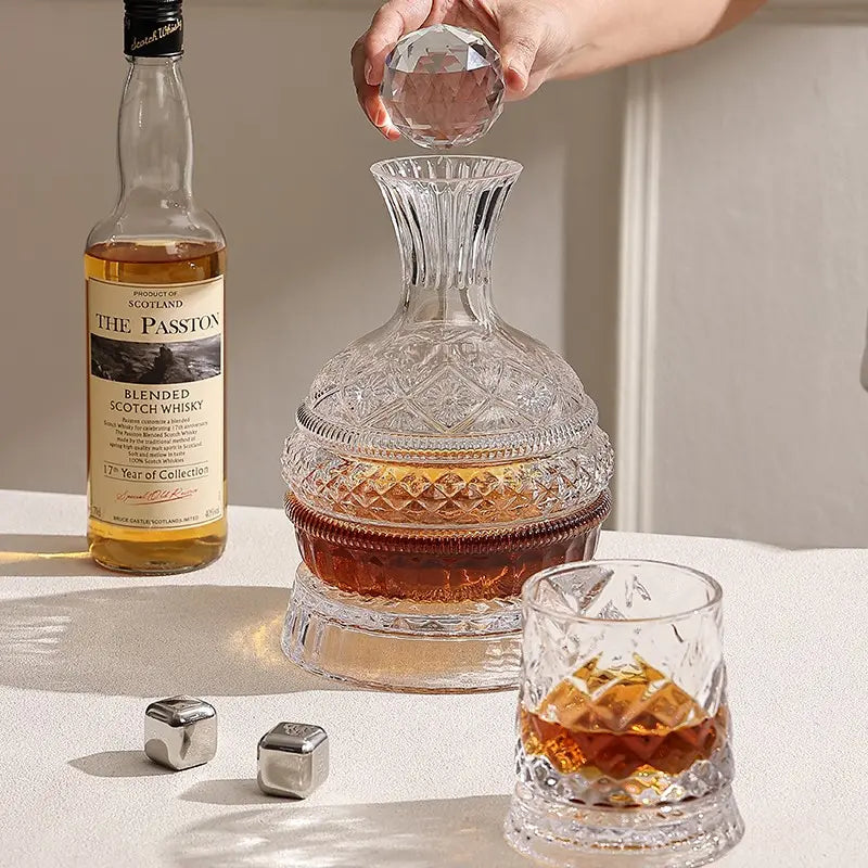 1.6L Rotating Wine Decanter – Spill-Free Aerator for Richer Flavor & Elegant Serving