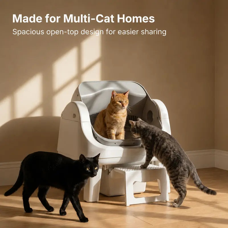 Automatic Self-Cleaning Cat Litter Box – Open-Top Smart Pet Toilet with Triple Safety Protection