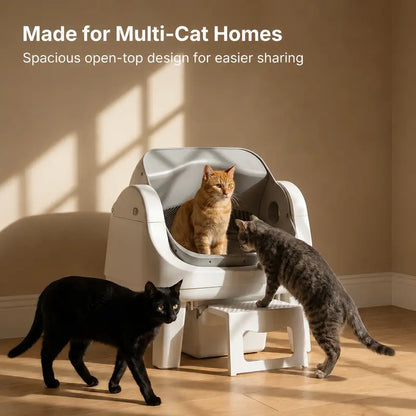 Automatic Self-Cleaning Cat Litter Box – Open-Top Smart Pet Toilet with Triple Safety Protection