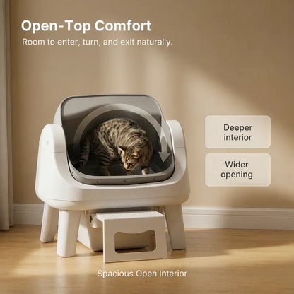 Automatic Self-Cleaning Cat Litter Box – Open-Top Smart Pet Toilet with Triple Safety Protection
