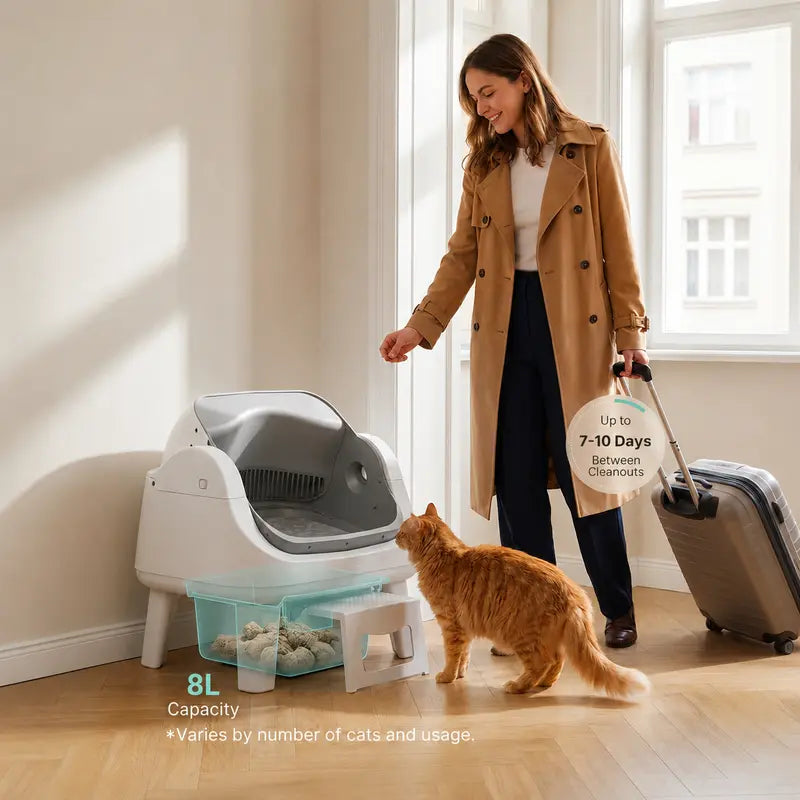 Automatic Self-Cleaning Cat Litter Box – Open-Top Smart Pet Toilet with Triple Safety Protection