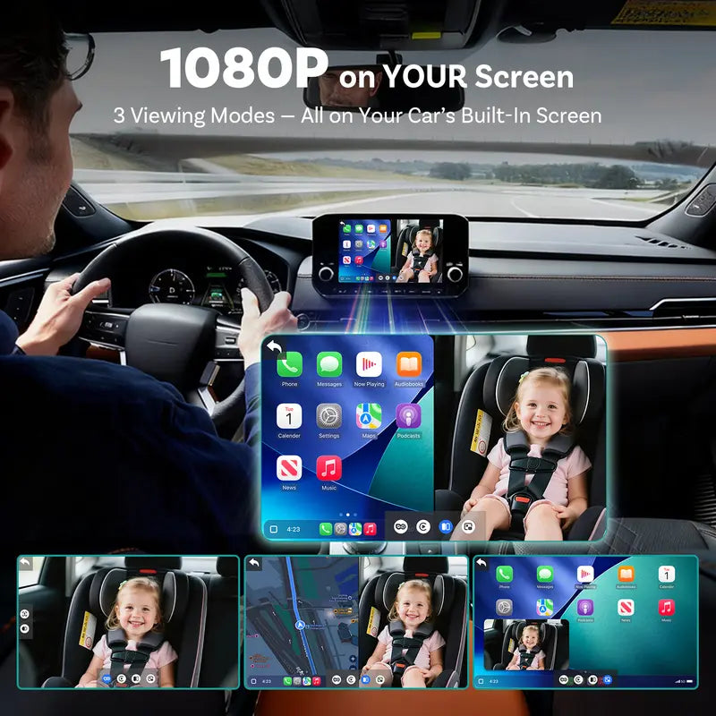 1080P Baby Car Camera – Wireless Rear Seat Monitor with 150° Wide Angle Night Vision