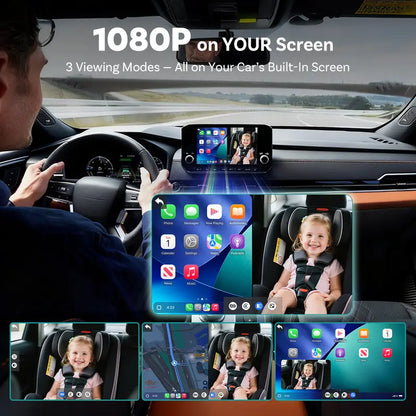 1080P Baby Car Camera – Wireless Rear Seat Monitor with 150° Wide Angle Night Vision
