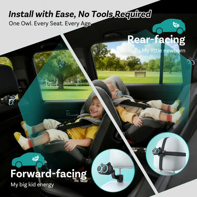 1080P Baby Car Camera – Wireless Rear Seat Monitor with 150° Wide Angle Night Vision