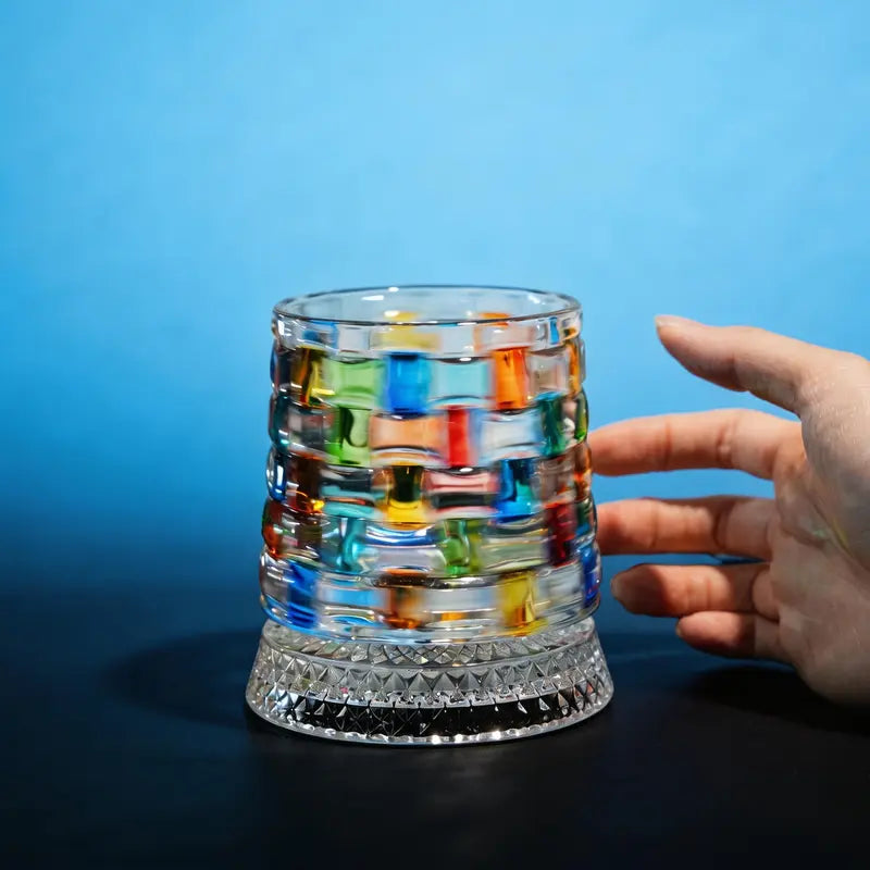 Luxury Hand-Painted Crystal Whiskey Glass – Smooth Spinning Tumbler for Whiskey Lovers