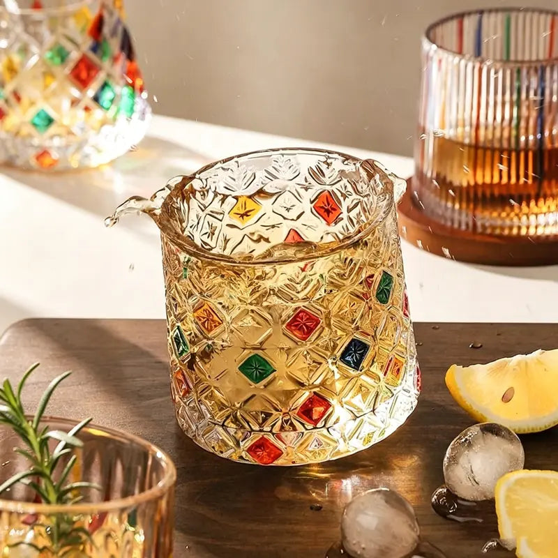 Creative Colorful Spinning Whiskey Glass – Premium Rotating Tumbler for Home Bar