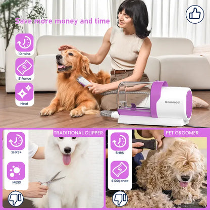 Dog Grooming Vacuum Kit – All-in-One Pet Hair Remover with 2.5L Dust Cup & Powerful Suction