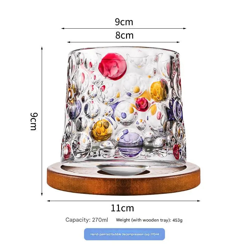 Creative Colorful Spinning Whiskey Glass – Premium Rotating Tumbler for Home Bar