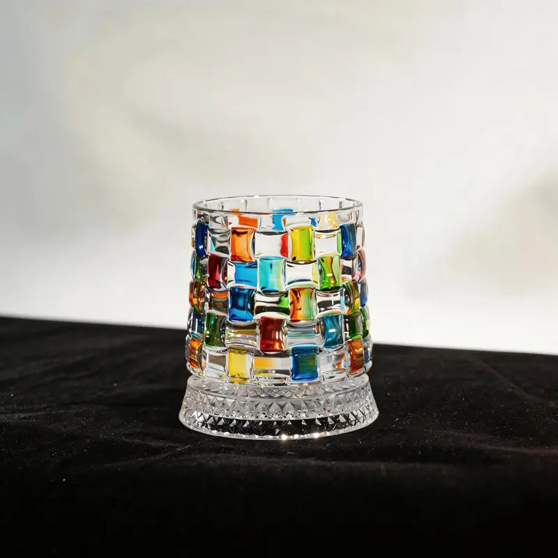 Luxury Hand-Painted Crystal Whiskey Glass – Smooth Spinning Tumbler for Whiskey Lovers