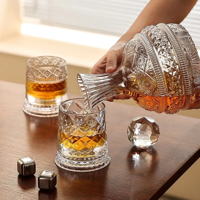 1.6L Rotating Wine Decanter – Spill-Free Aerator for Richer Flavor & Elegant Serving