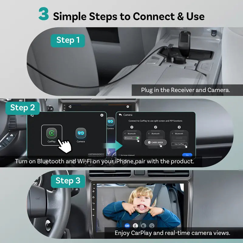 1080P Baby Car Camera – Wireless Rear Seat Monitor with 150° Wide Angle Night Vision